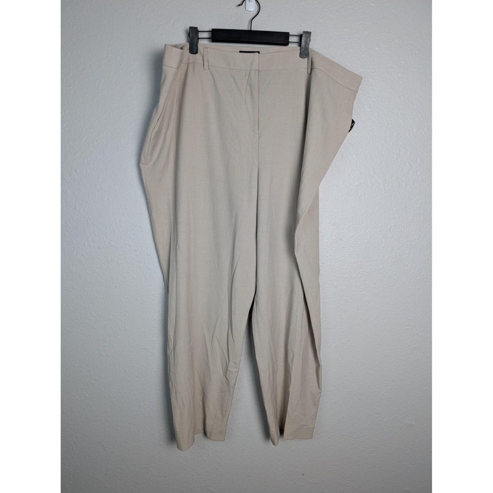 Tahari‎ ASL Pants Womens 20W Beige Twill Dress Pants Stretch Pockets Classic Fit